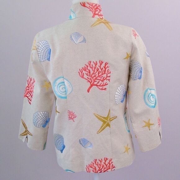 Painted Pony Open Jacket Linen Blend Under The Sea - Picture 3 of 7